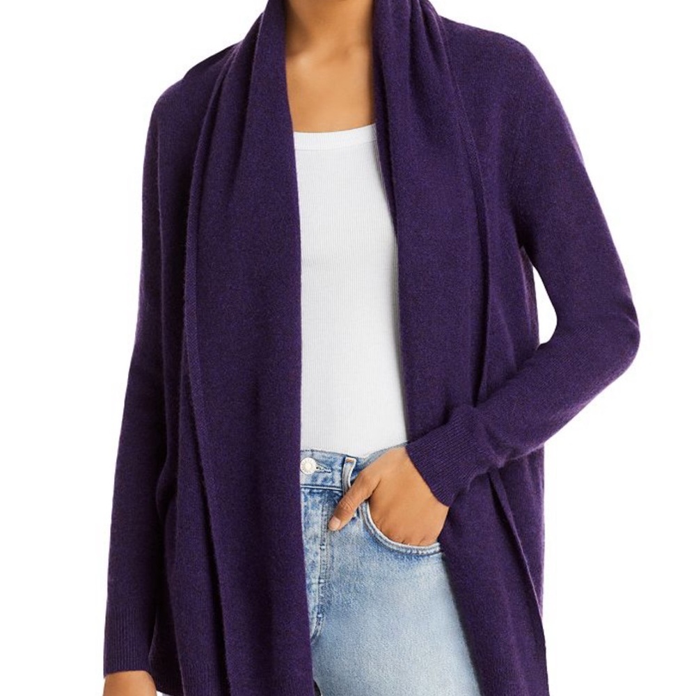 100% cashmere cardigan, never worn, purple, long sleeve no buttons
